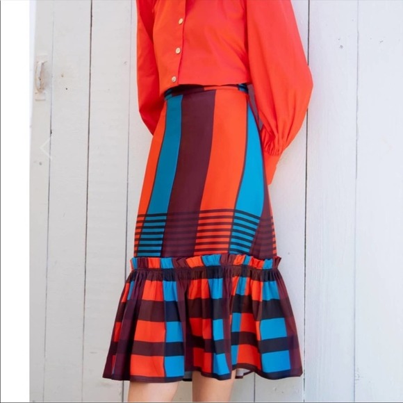 Anthropologie Dresses & Skirts - Anthropologie Eva Franco Flounced Midi Skirt 2 Petite